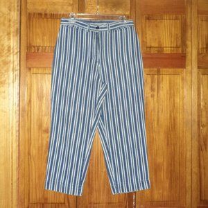 ST. JOHN'S BAY blue/white stripe cropped jeans sz 10 woman